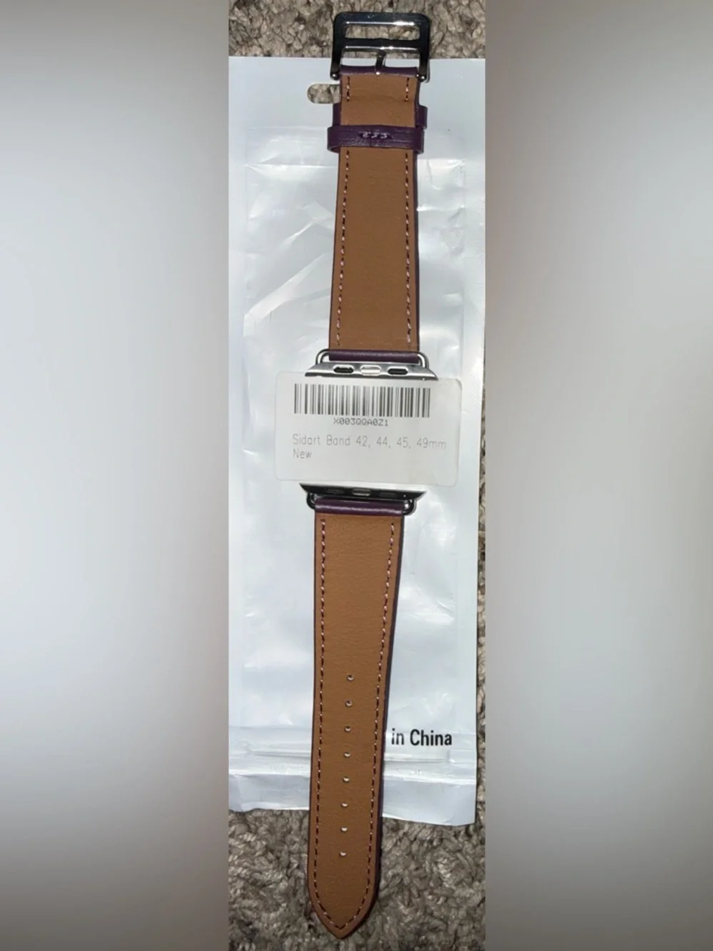 Purple Leather Watch Band for 42/44/45/49mm Apple Watch